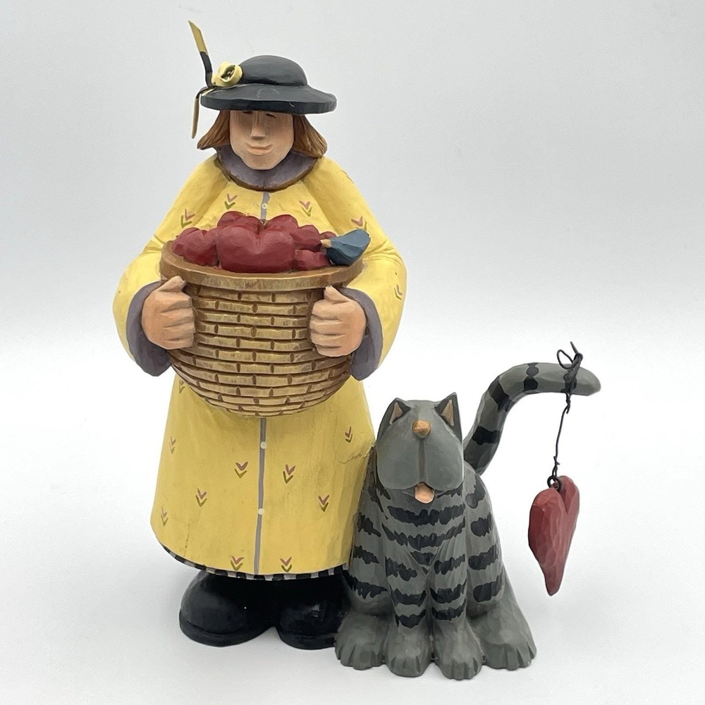 VTG 2005 Williraye Studio Into the Garden "Harvesting Love" Woman‎ Apples Cat
